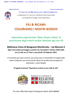 Fili & Ricami: Coloriamo i nostri Borghi