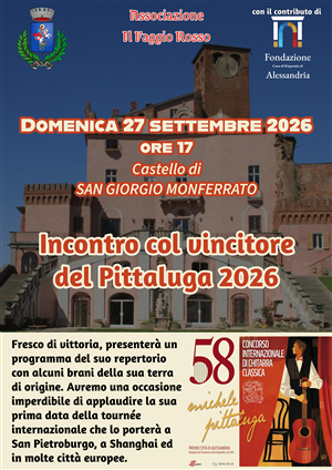San Giorgio Monferrato, al Castello l'incontro con il vincitore del Concorso Pittaluga 2026