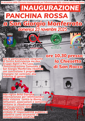 Inaugurazione della Panchina Rossa a San Giorgio Monferrato