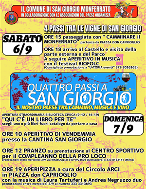 Quattro passi a San Giorgio: il nostro paese tra cammino, musica e vino